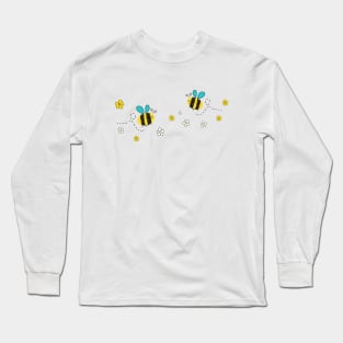 Doodle honey bee vector with colorful flowers Long Sleeve T-Shirt